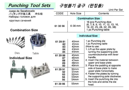 Punching Tool Set, Individual Size, 48 Mm