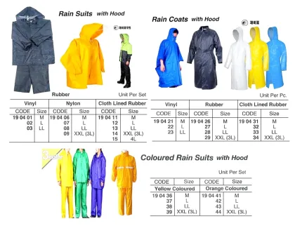 Rain Coat With Hood, Cloth Lined Rubber Size L
