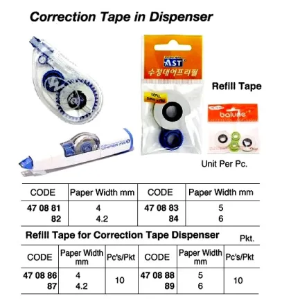Refill Tape For Correction Tape In Dispenser, 10'S/Pkt, 4 Mm