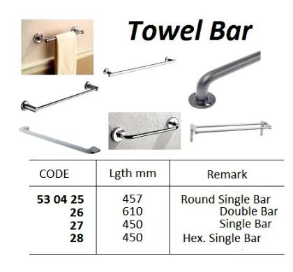 Round Double Towel Bar, 610Mm
