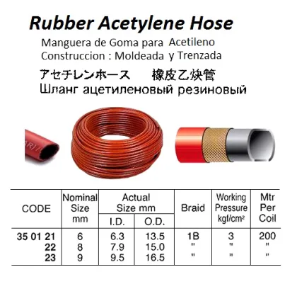 Rubber Ac. Hose, 3Kg 9 Mm X 1B