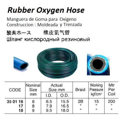 Rubber Oxy. Hose, 15Kg 6 Mm X 2B