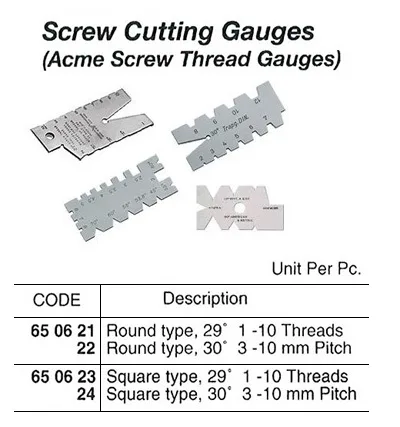 Screw Cutting Gauge (Acme Screw Thread Gauge), Round 29 Deg, 1 10 Threads