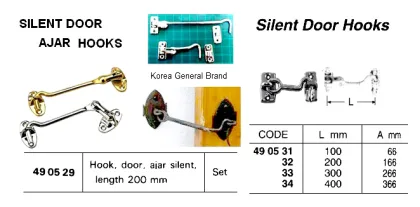 Silent Door Ajar Hook, Neck Length 200 Mm