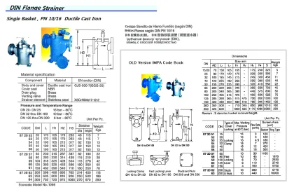 Single Basket Strainer (Din), Cast Iron, Both Flanged End, Pn 10/16, Dn 200, #1096 Ty Econosto
