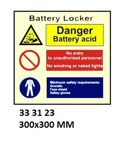 Space Identification Sign, 300X300 Mm, Battery Locker