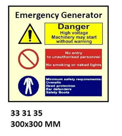 Space Identification Sign, 300X300 Mm, Emergency Generator