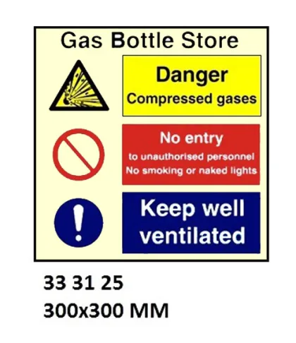 Space Identification Sign, 300X300 Mm, Gas Bottle Store