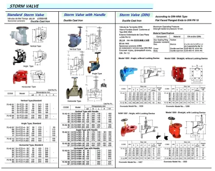 Standard Storm Valve, Ductile Cast Iron, Both Flanged, Horizontal Ty, Sv Fcd H 200