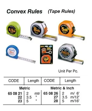 Steel Convex Rule, Metric, 3.5 Mtr