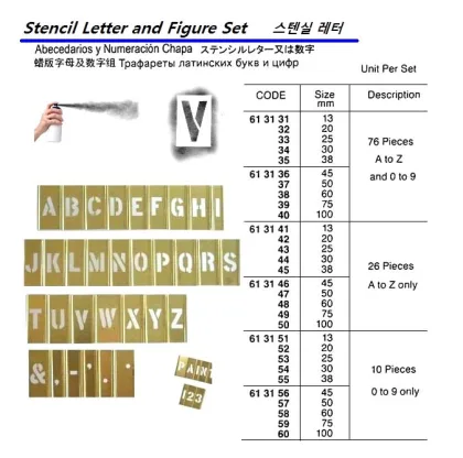 Stencil Figure Set, Brass, 9, 10'S, 30 Mm