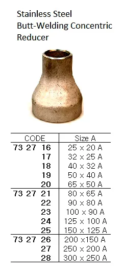 St.steel Butt Welding Concentric Reducer, Sch 10, 40A X 32A