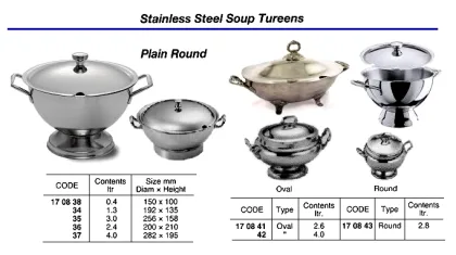 St.steel Soup Tureen, Plain Round 1.3 Ltr