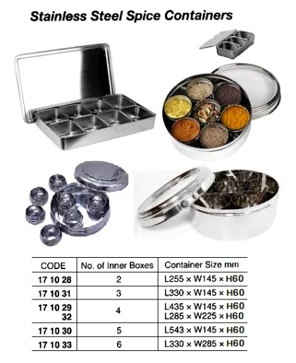 St.steel Spice Container, 6 Inner Boxes 340 X 280 X 67 Mm
