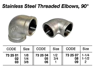 St.steel Threaded Elbow, 90 Deg, 1