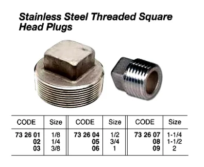 St.steel Threaded Square Head Plug, 2