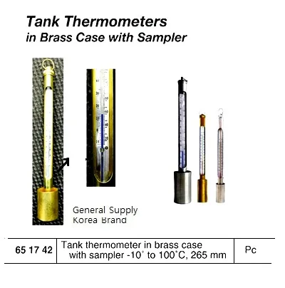 Tank Thermometer In Brass Case With Sampler 10 100 C / 14 212 Deg F