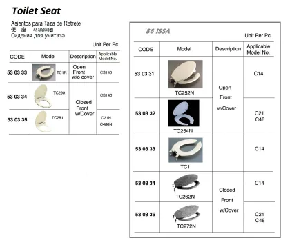Toilet Seat, Open Front With Cover, Model Tc 254N