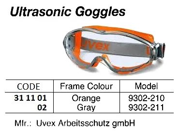 Ultrasonic Goggles, Uvex 9302, Gray Model:9302 211