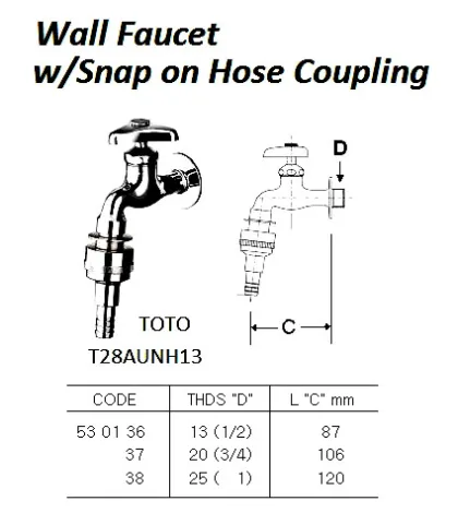 Wall Faucets With Snap On Hose Coupling 20 (3/4)