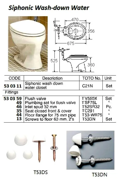 Water Closet Siphonic Wash Down Model C 21