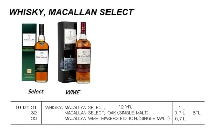 Whisky, Macallan Select, 12 Yr, 1L