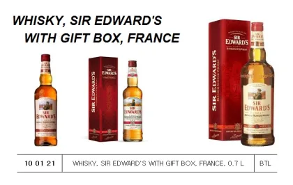 Whisky, Sir Edward's With Gift Box, France, 0.7 L