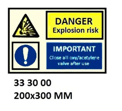 White Vinyl Sign Combination #3000 200X300 Mm, Danger Explosion Risk, Important??.