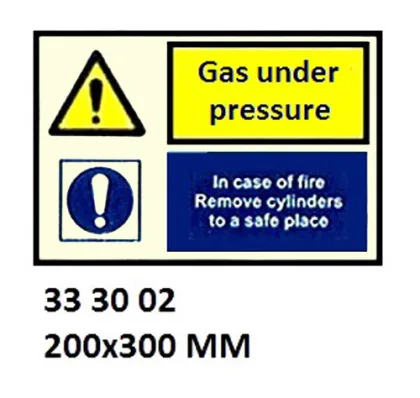 White Vinyl Sign Combination #3002 200X300 Mm, Gas Under Pressure, In Case Of??.