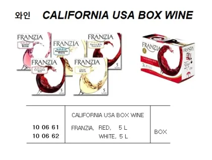 Wine, California Usa Box Wine, Red, Franzia, 5 L