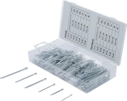 Zinc-Plated Split Pins Assortment 1.6-4mm, 555 pcs - IMPA 695801